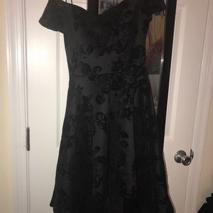 Black floral high low dress